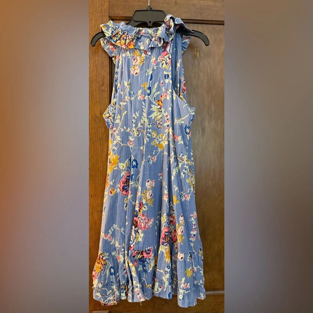 Floral Ruffle Mini Dress - Blue - Picture 4 of 4